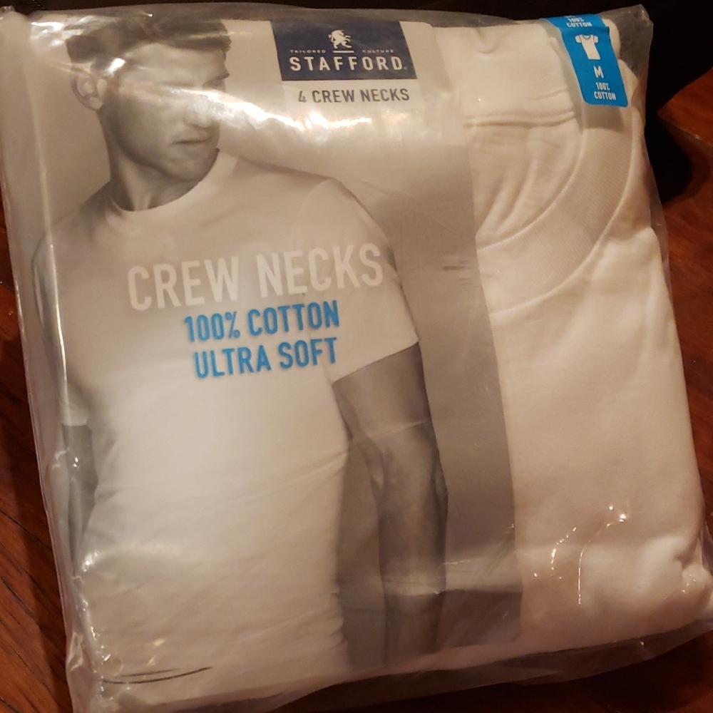 Stafford Men's Ultra Soft White Crew Necks